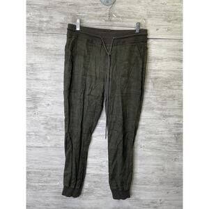 Level‎ 99 Pants Womens Small Green Camo Linen Blend Jogger Drawstring Pockets